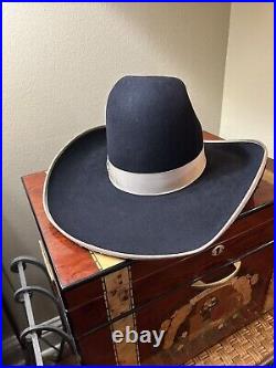 Vintage Custom Hand Made 5X Old Hollywood style Cowboy hat, black size 6 1/2