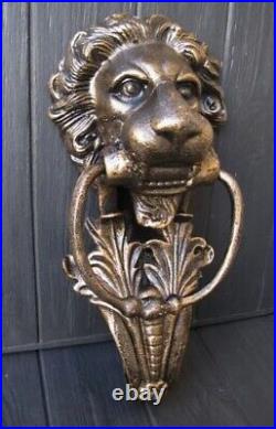 Vintage Door knocker Handle Gate Cast Iron Lion Head Heavy Style Rare Old 38 cm