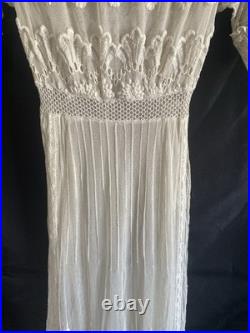 Vintage Edwardian Style Lace Ruffle Tea Party Dress Old Sheer Fine Detail