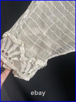 Vintage Edwardian Style Lace Ruffle Tea Party Dress Old Sheer Fine Detail
