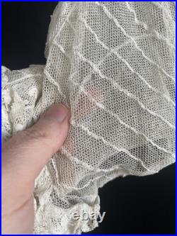 Vintage Edwardian Style Lace Ruffle Tea Party Dress Old Sheer Fine Detail
