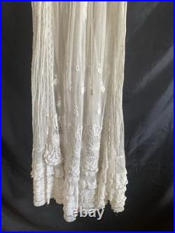 Vintage Edwardian Style Lace Ruffle Tea Party Dress Old Sheer Fine Detail