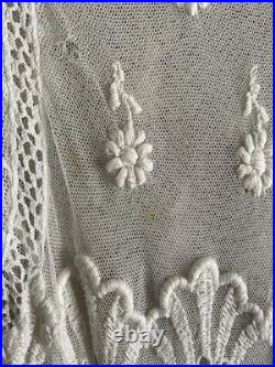 Vintage Edwardian Style Lace Ruffle Tea Party Dress Old Sheer Fine Detail