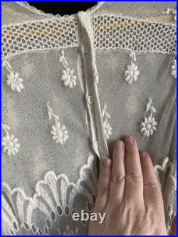Vintage Edwardian Style Lace Ruffle Tea Party Dress Old Sheer Fine Detail