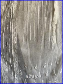 Vintage Edwardian Style Lace Ruffle Tea Party Dress Old Sheer Fine Detail
