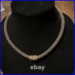 Vintage Estate 14k Diamond Sterling Silver Caviar Style Necklace New Old Stock