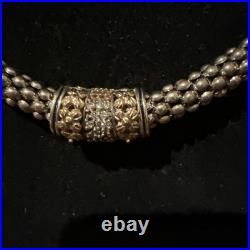 Vintage Estate 14k Diamond Sterling Silver Caviar Style Necklace New Old Stock