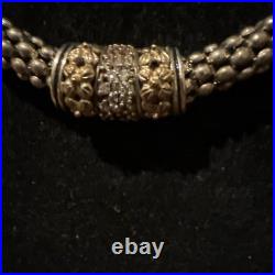 Vintage Estate 14k Diamond Sterling Silver Caviar Style Necklace New Old Stock