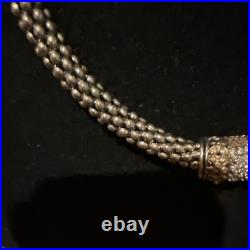 Vintage Estate 14k Diamond Sterling Silver Caviar Style Necklace New Old Stock