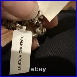 Vintage Estate 14k Diamond Sterling Silver Caviar Style Necklace New Old Stock
