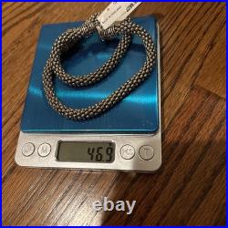 Vintage Estate 14k Diamond Sterling Silver Caviar Style Necklace New Old Stock
