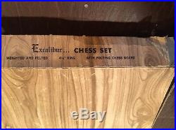 Vintage Excalibur Old Gothic Styled Chess Set 4 1/2 King Weighted & Felted