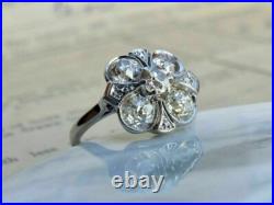 Vintage Flower Inspired Ring Old European Floral Style Edwardian Engagement Ring