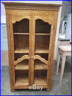 Vintage French Country Cabinet Vintage European Old World Chicken Wire Style