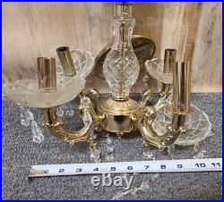 Vintage French Empire Style Crystal Prism Hanging Light Fixture Chandelier Old