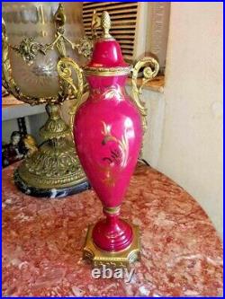 Vintage French Old Paris Sevres Style Porcelain and Bronze Urn