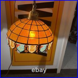 Vintage G. Heileman Brewing Co. Old Style Beer Faux-Tiffany Style Hanging Lamp