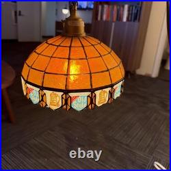 Vintage G. Heileman Brewing Co. Old Style Beer Faux-Tiffany Style Hanging Lamp