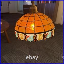 Vintage G. Heileman Brewing Co. Old Style Beer Faux-Tiffany Style Hanging Lamp