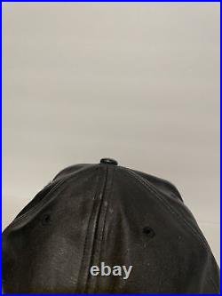 Vintage Genuine Leather Kansas City Chiefs Old English Script Style Black Hat