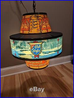 Vintage HEILEMANS OLD STYLE BEER ROTATING MOTION CEILING LIGHT BAR SIGN WATER
