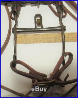 Vintage HORSE BIT Old Style BUCKAROO Style Bridle Harness Leather REINS used