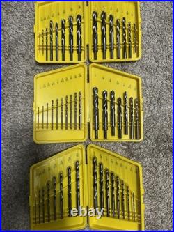 Vintage Hanson Drill Bit Lot, Old Style. High Speed Steel. 1/16 to 1/2