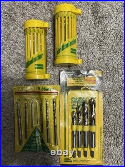 Vintage Hanson Drill Bit Lot, Old Style. High Speed Steel. 1/16 to 1/2