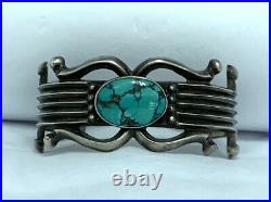 Vintage Harry Morgan Navajo Sand Cast Turquoise Cuff Old Style Master Craftsman