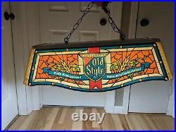 Vintage Heielemans Old Style Beer Pool Table Light Bar Sign Faux Stained Glass