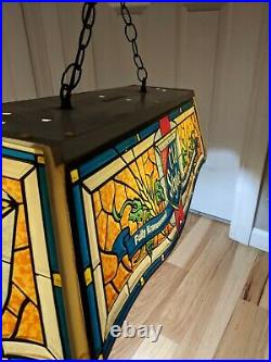 Vintage Heielemans Old Style Beer Pool Table Light Bar Sign Faux Stained Glass