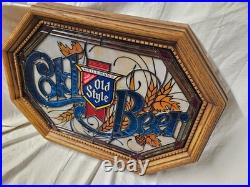 Vintage Heileman Cold Beer Series Old Style Wood Plastic Lit Working Beer Sign