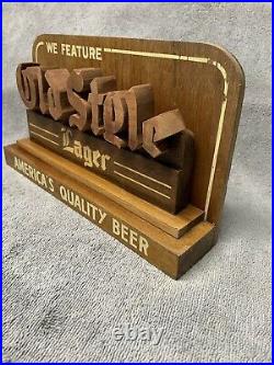 Vintage Heileman OLD STYLE Lager Beer Die Cut Wood Back Bar Sign La Crosse WI