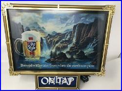 Vintage Heileman Old Style Beer Lighted On Tap Waterfall Wall Sign 1980's