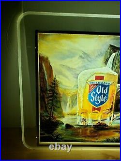 Vintage Heileman Old Style Beer Lighted Waterfall Wall Sign 1986 18 X 13