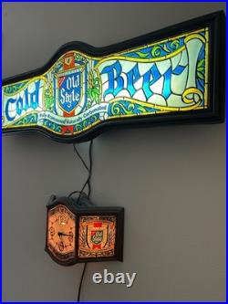 Vintage Heileman Old Style Beer Sign With Clock