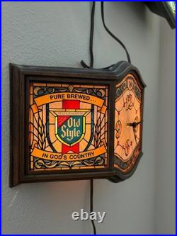 Vintage Heileman Old Style Beer Sign With Clock Vintage Heileman Old Style Beer Sign With Clock