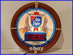 Vintage Heileman's 1988 Old Style Beer Light Sign Digital Clock EUC