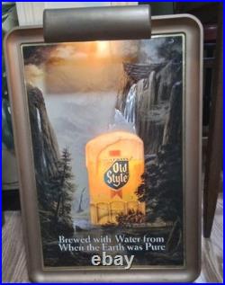 Vintage Heileman's OLD STYLE BEER 3D PANORAMA Lighted Bar Sign MUG WATERFALL