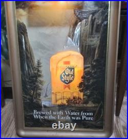 Vintage Heileman's OLD STYLE BEER 3D PANORAMA Lighted Bar Sign MUG WATERFALL