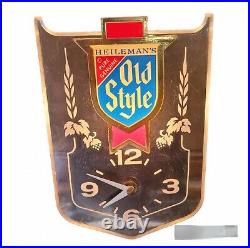 Vintage Heileman's Old Style Beer Advertising Clock Sign 9x6.25 Lighted