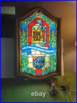 Vintage Heileman's Old Style Beer Faux Stained Glass Light