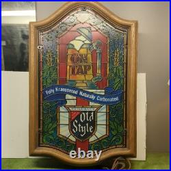 Vintage Heileman's Old Style Beer Faux Stained Glass Light