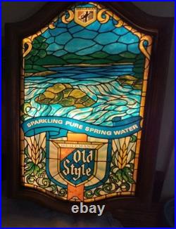 Vintage Heileman's Old Style Beer Faux Stained Glass Style Bar Light