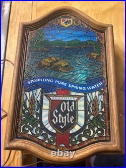 Vintage Heileman's Old Style Beer Faux Stained Glass Style Bar Light