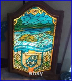 Vintage Heileman's Old Style Beer Faux Stained Glass Style Bar Light