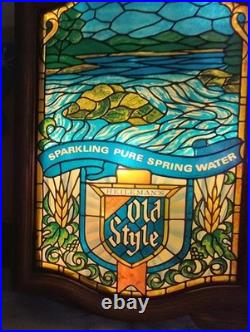 Vintage Heileman's Old Style Beer Faux Stained Glass Style Bar Light