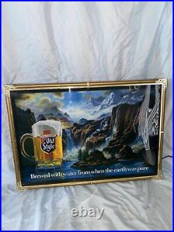 Vintage Heileman's Old Style Beer Illuminated Waterfall Scene With Motion Sign