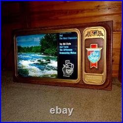 Vintage Heileman's Old Style Beer Illuminated Waterfall, Scroll/Motion Sign