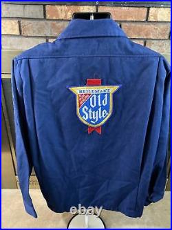 Vintage Heileman's Old Style Beer Jacket Uniform Jacket Mens Size Large Blue Vtg